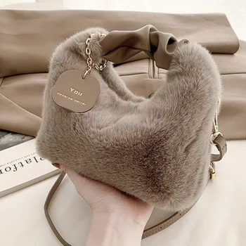 Sacs à main en peluche douce pour femmes, sac à bandoulière mode automne et hiver Version coréenne, sacs à bandoulière simples pour voyage et Shopping, nouvelle collection