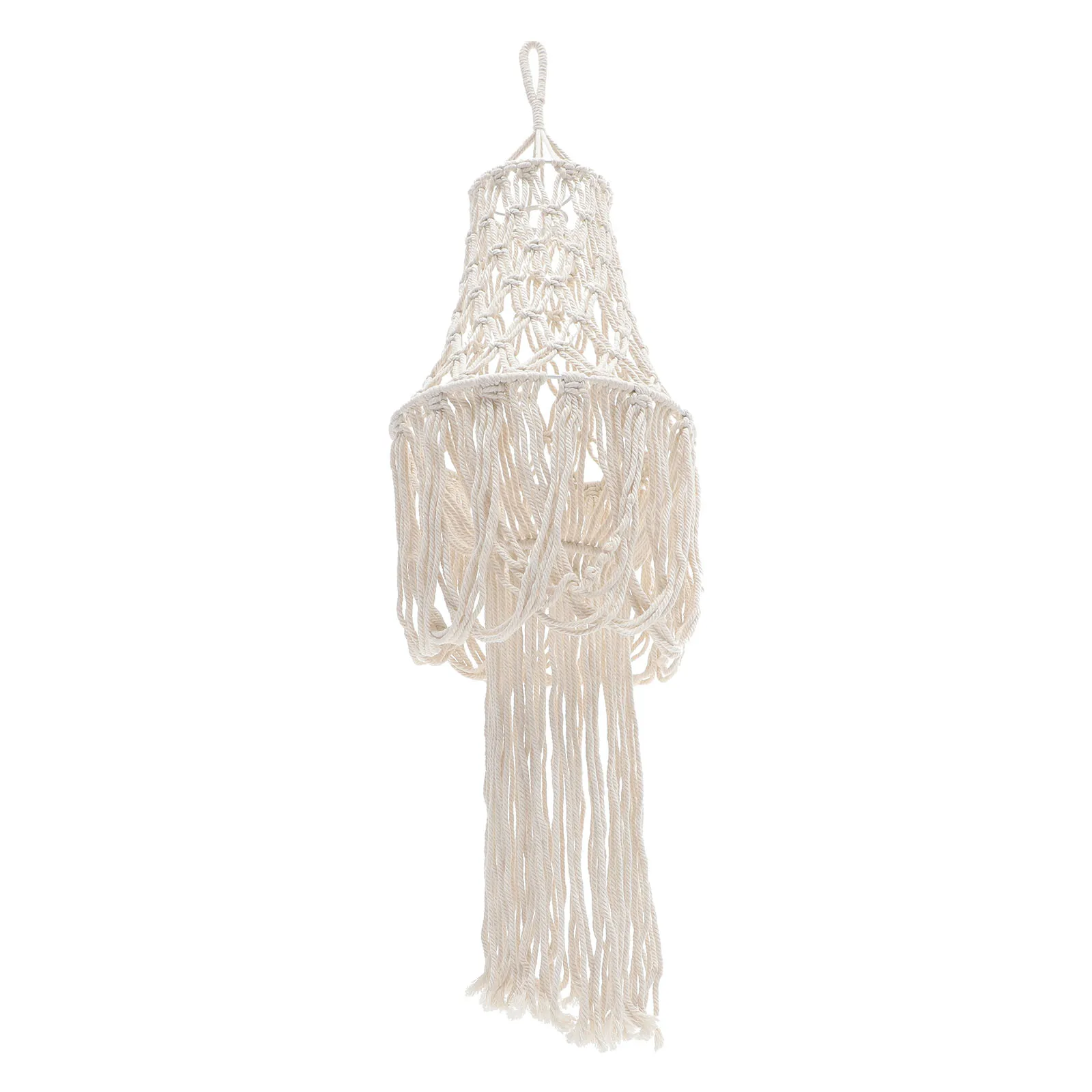 

Cotton Rope Woven Lamp Shade Rustic Macrame Hanging Lampshade Bohemian Pendant Light Cover For Living Room Bedroom Decor