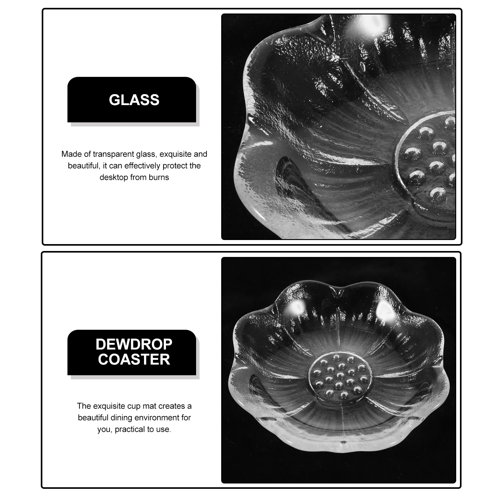 

4Pcs Clear Glass Cup Mats Tea Saucer Coasters Heat Resistant Glass Plates for Home Office Dining Table Decorative Cup Pads