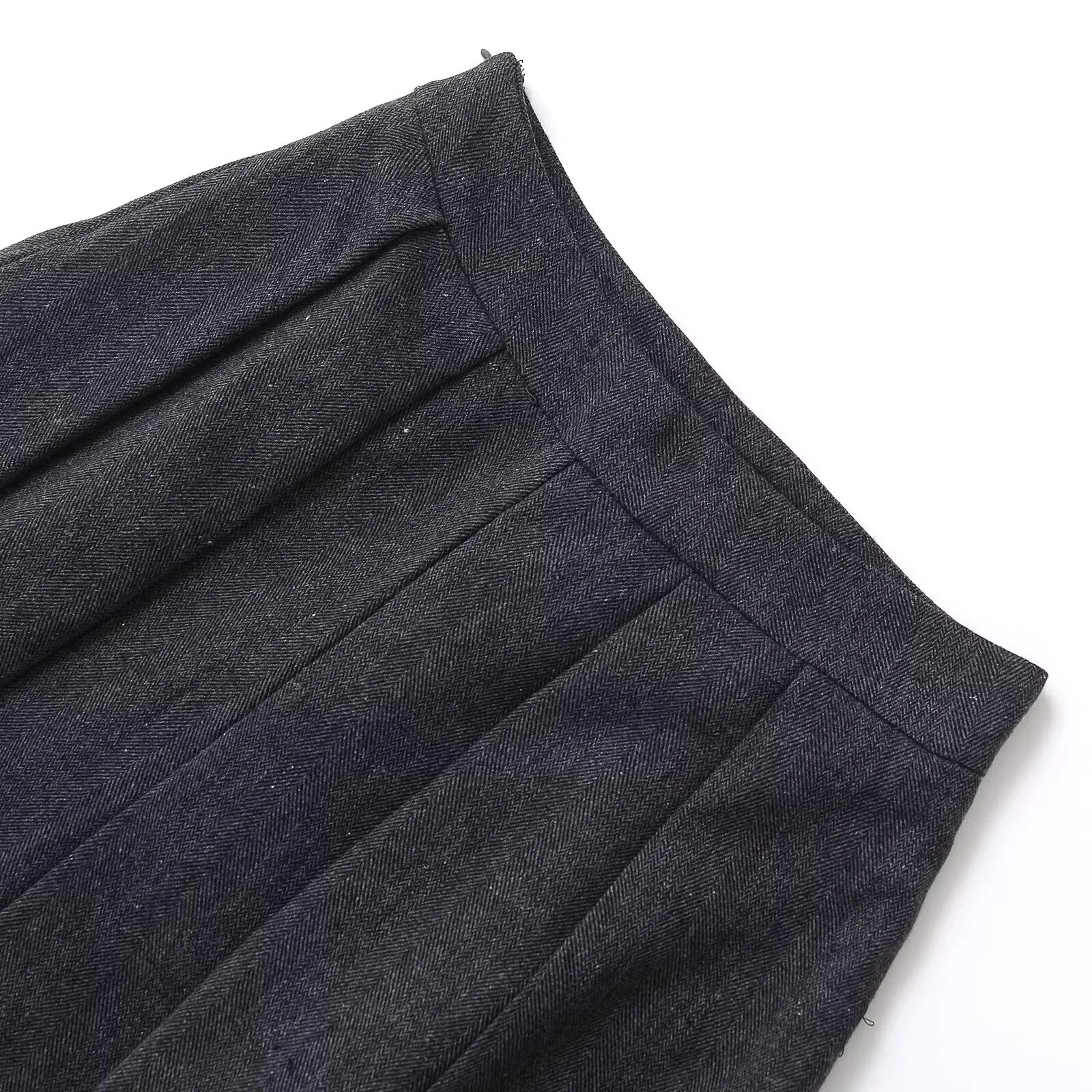 

ZBZA Autumn New Women's Casual Faionable Midi Skirt Wide Pleat Versatile Simple Design Polyester Fiber A-Line Skirt