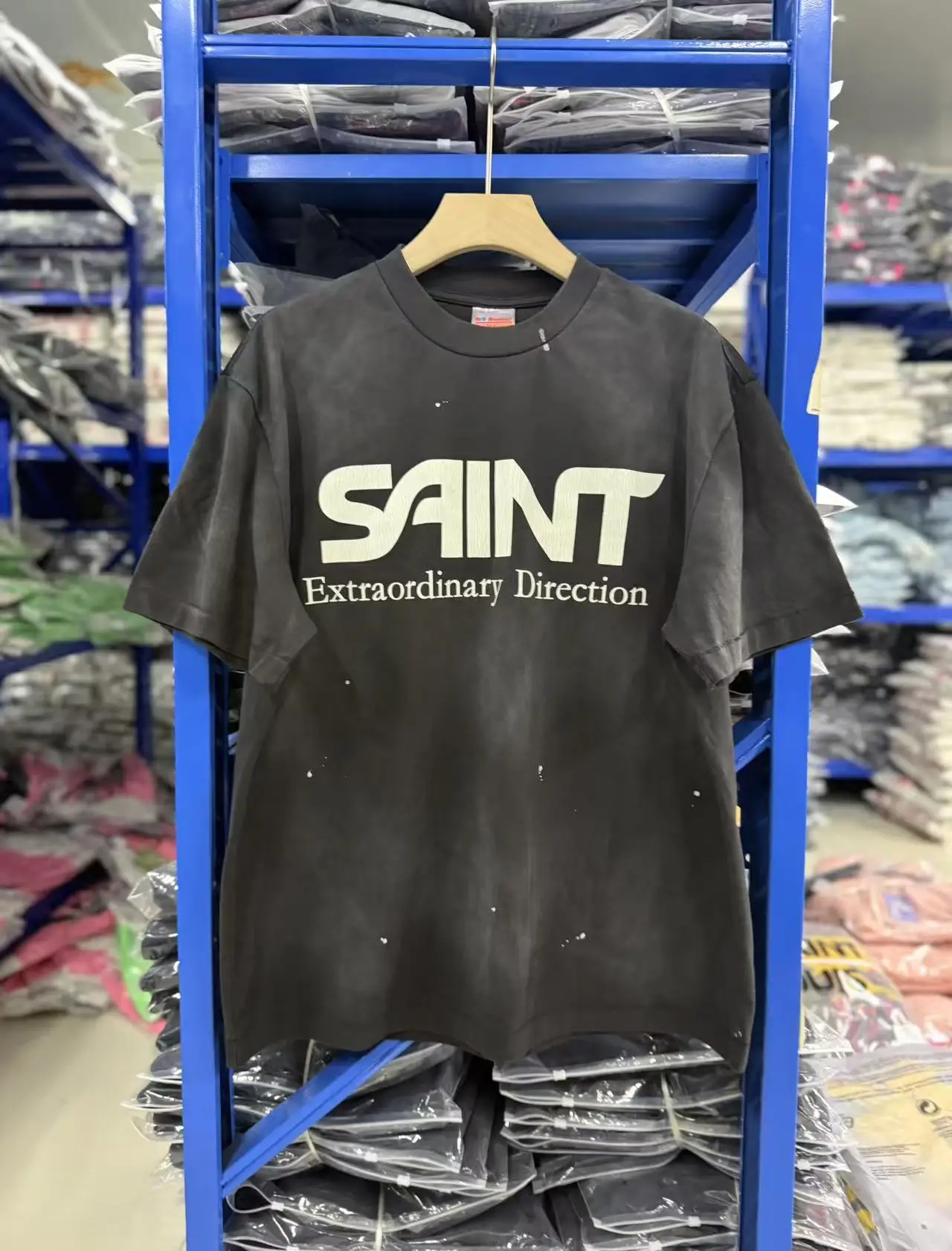 Washed Saint FW26 3D font printed badge logo T Shirt Men Women Tee Tops T-Shirt