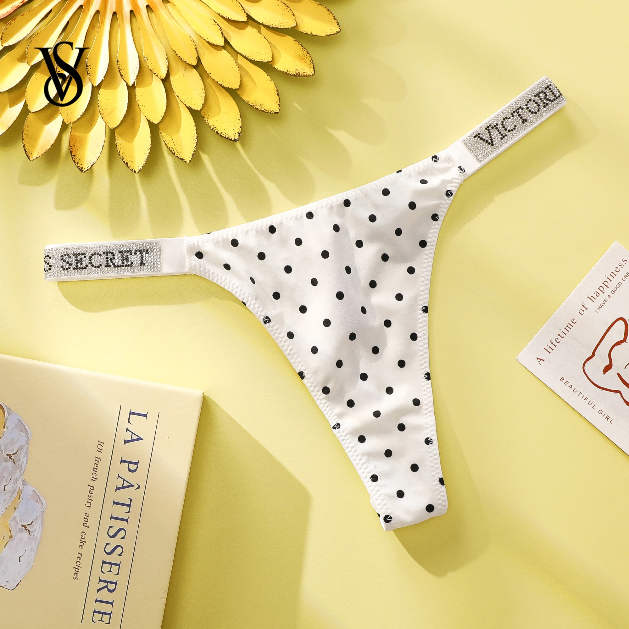Victoria Secret Very Sexy Shine Script Polka Dot Thong Women Underwear Sexy Lingerie G String Hot Sale