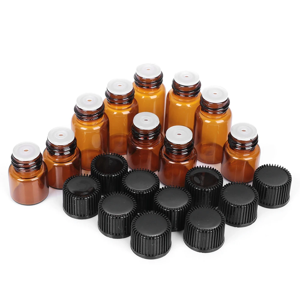 100pcs 2ml  Mini Essential Oil Bottles Empty Container Bottles DIY Accessories Perfume Dispenser for Traveling Amber Glass Vials