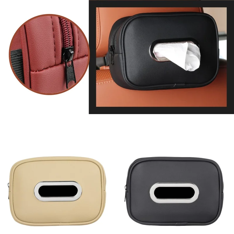 Suporte para caixa de tecido de carro, viseira de couro, console central, apoio de braço, guardanapo, ajuste universal, organizador de viagem, fácil instalação