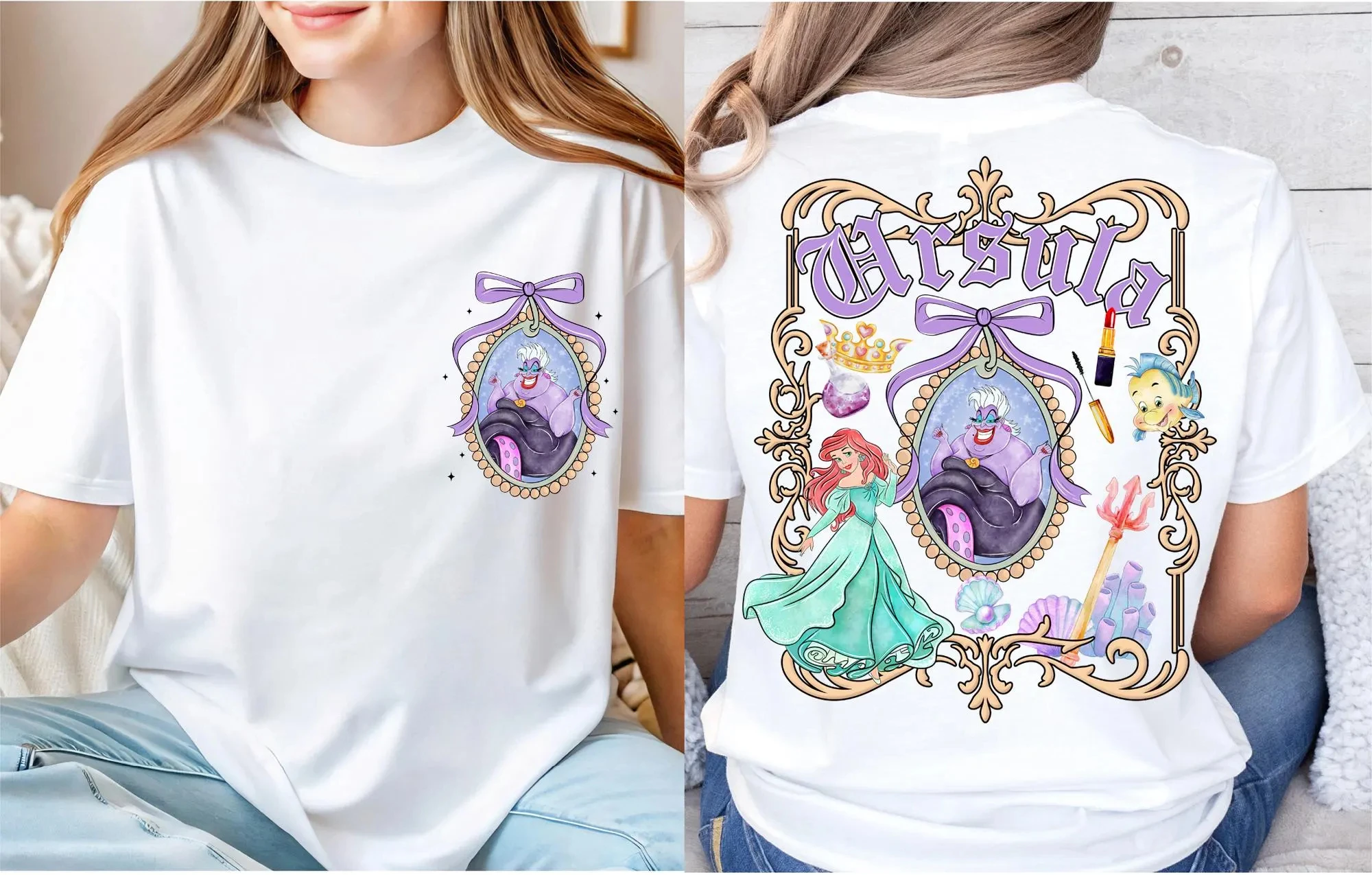Coquette Ursula القوس تي شيرت ديزني Ursula قميص ديزني حورية البحر الأشرار تي شيرت الفتيات السيئة قميص Ursula قميص WDW الأسرة Vacay المحملة