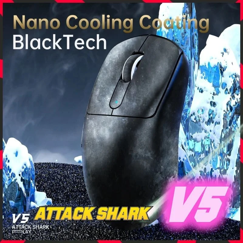 

Беспроводная игровая мышь ATTACK SHARK Tri-Mode V5, ультралегкая, с сенсором PAW3950MAX, частота опроса 8 кГц