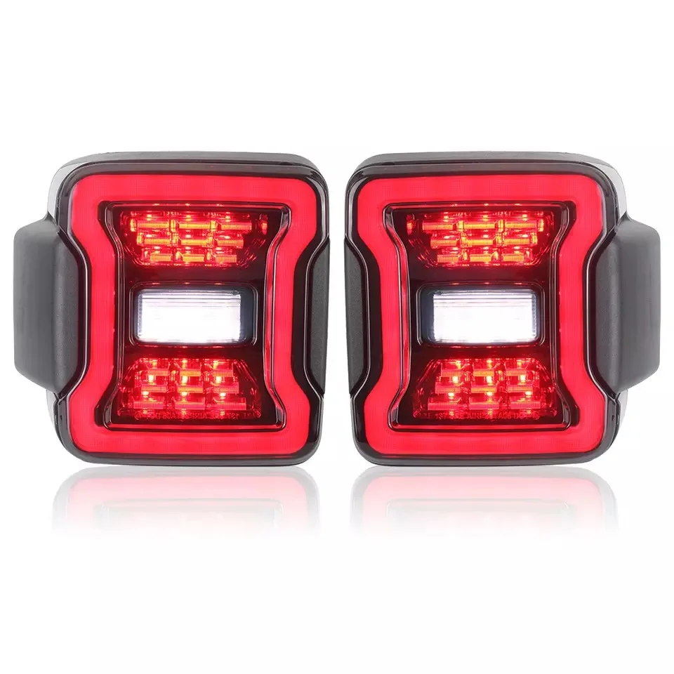 Red Clear Lens Jlu Led Tail Lamp For Jl 2018-2021 Plug & Play W/ Turn Signal Daytime Running Reversing Light Side Marker Light