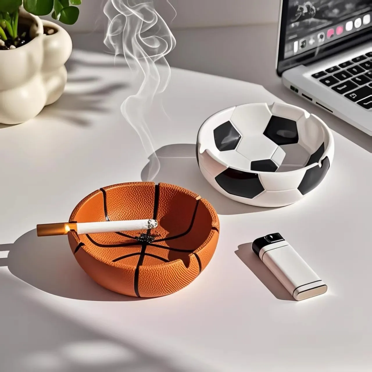 

Basketball Ashtray for Men Creative Sports Themed Anti Fly Ash Cigarette Holder Home Office Desk Decoration Unique Gifts for Him