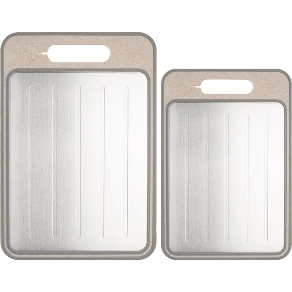 

Cutting Board Double Sided,2 Pcs Vegetable Board With Sharpening Stone,Large Size+Small Size,Food Grade Stainless steel and Whea