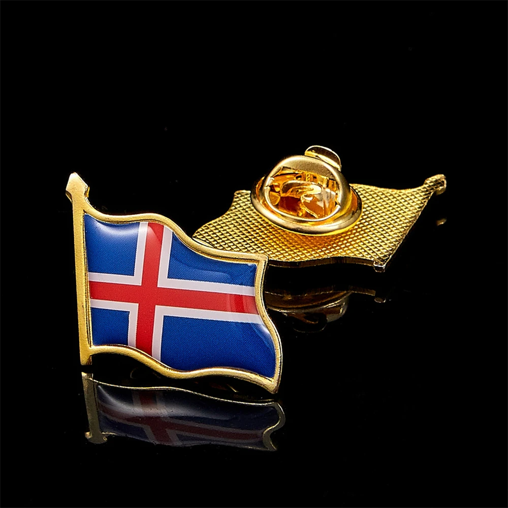 Iceland National Emblem Multicolor Commemorative Badge Enamel Flag Wear Pin Brooch Collection