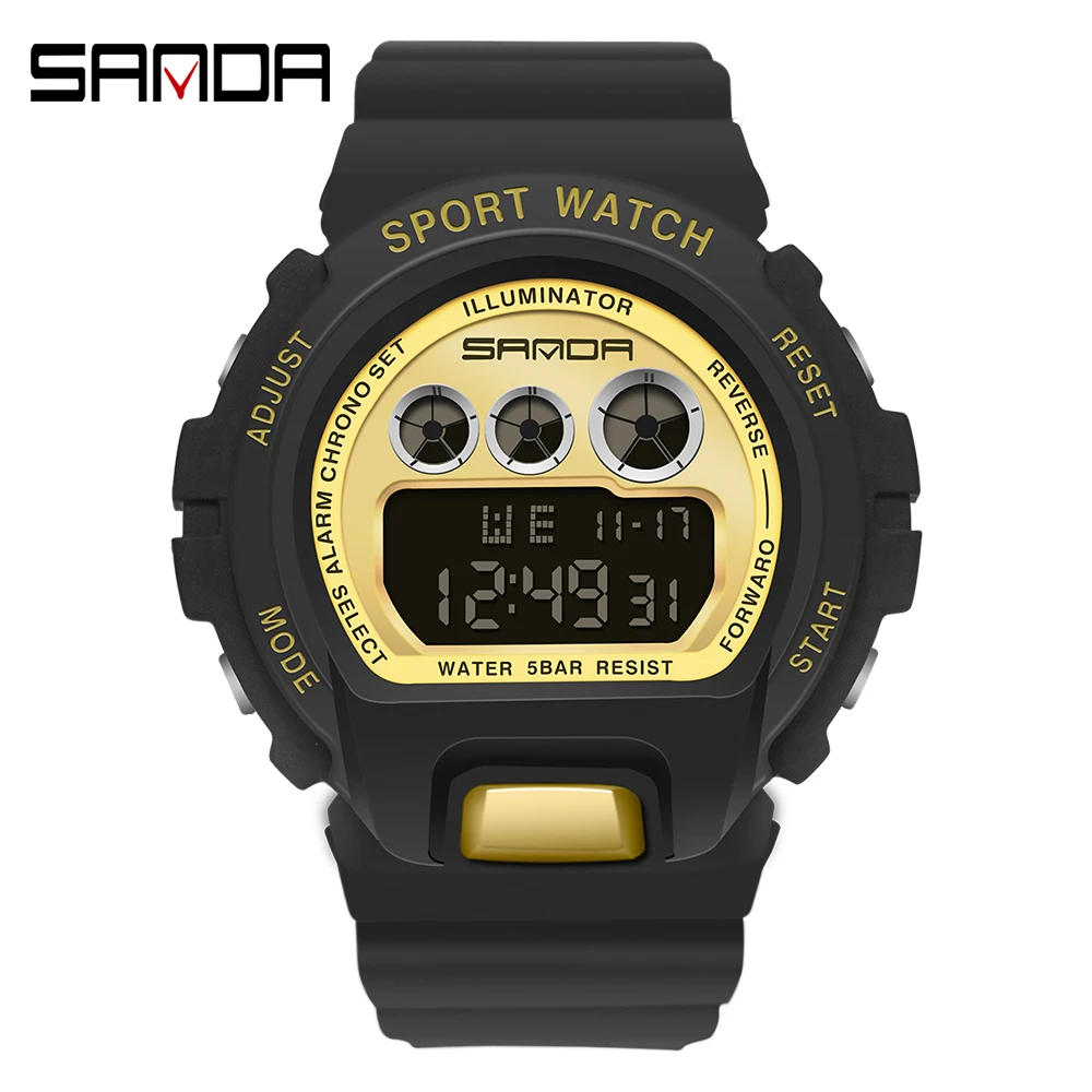 2022 New Fashion Sanda Simple Sport Watch Lady Military Watches Alarm Clock Ms Shock Resistant Waterproof Digital Reloj Hombre