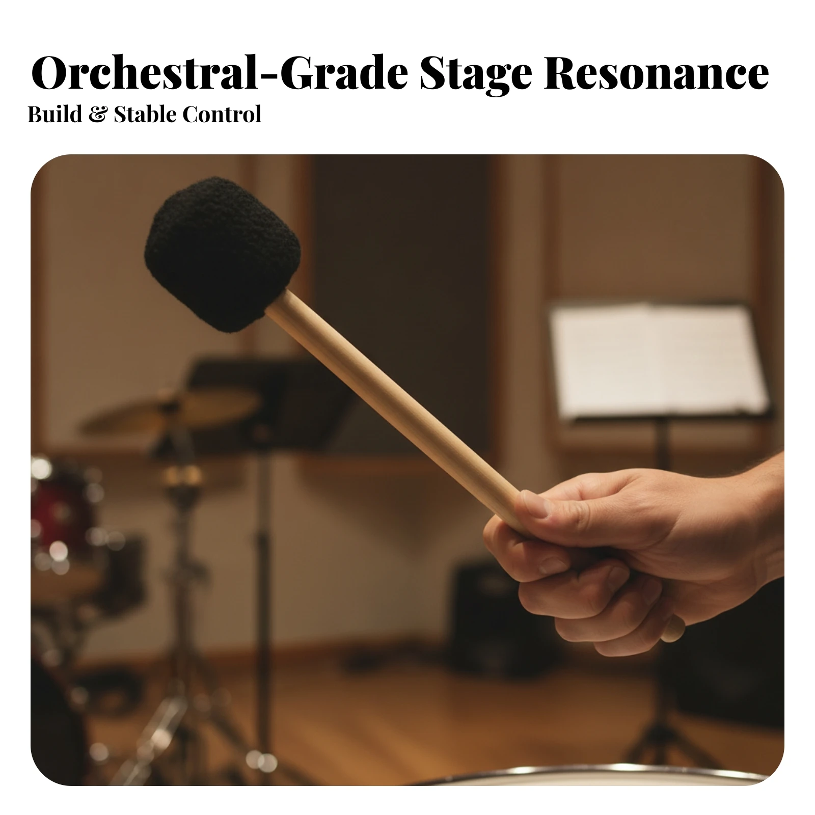 Bass Drum Mallet Comfortable Orchestral Drum Mallet Drumstick Lightweight Ergonomic for Percussionists, Orchestra