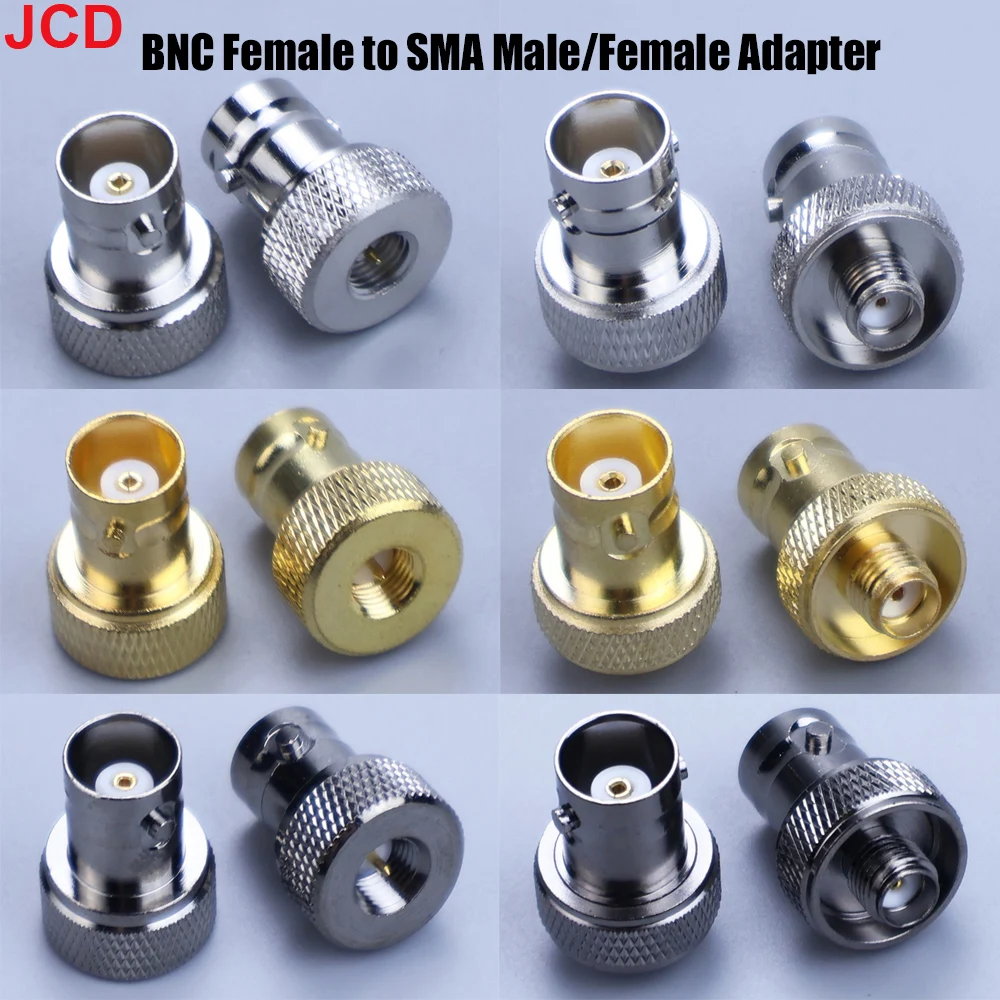 JCD 1pcs Radio Frequency Adapter BNC (Q9) Female to SMA Male Adapter BNC/SMA-KJ Disc Nickel Plated