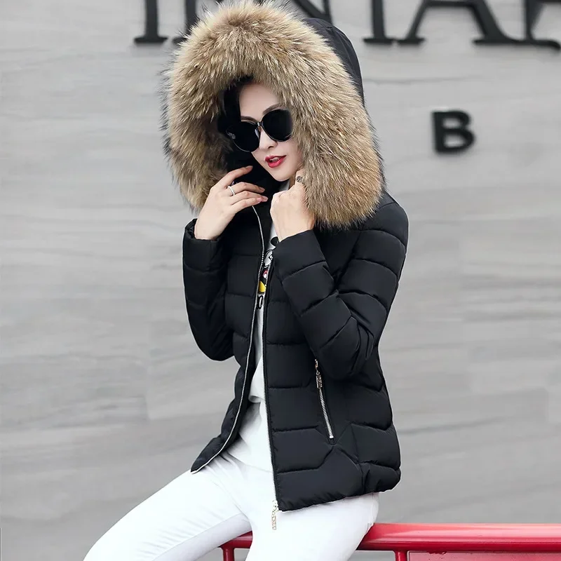 Fashion European White Women's Winter Jacket Big Fur Hooded Thick Down Parkas Female Jacket Warm Winter Coat for Women 2023 New