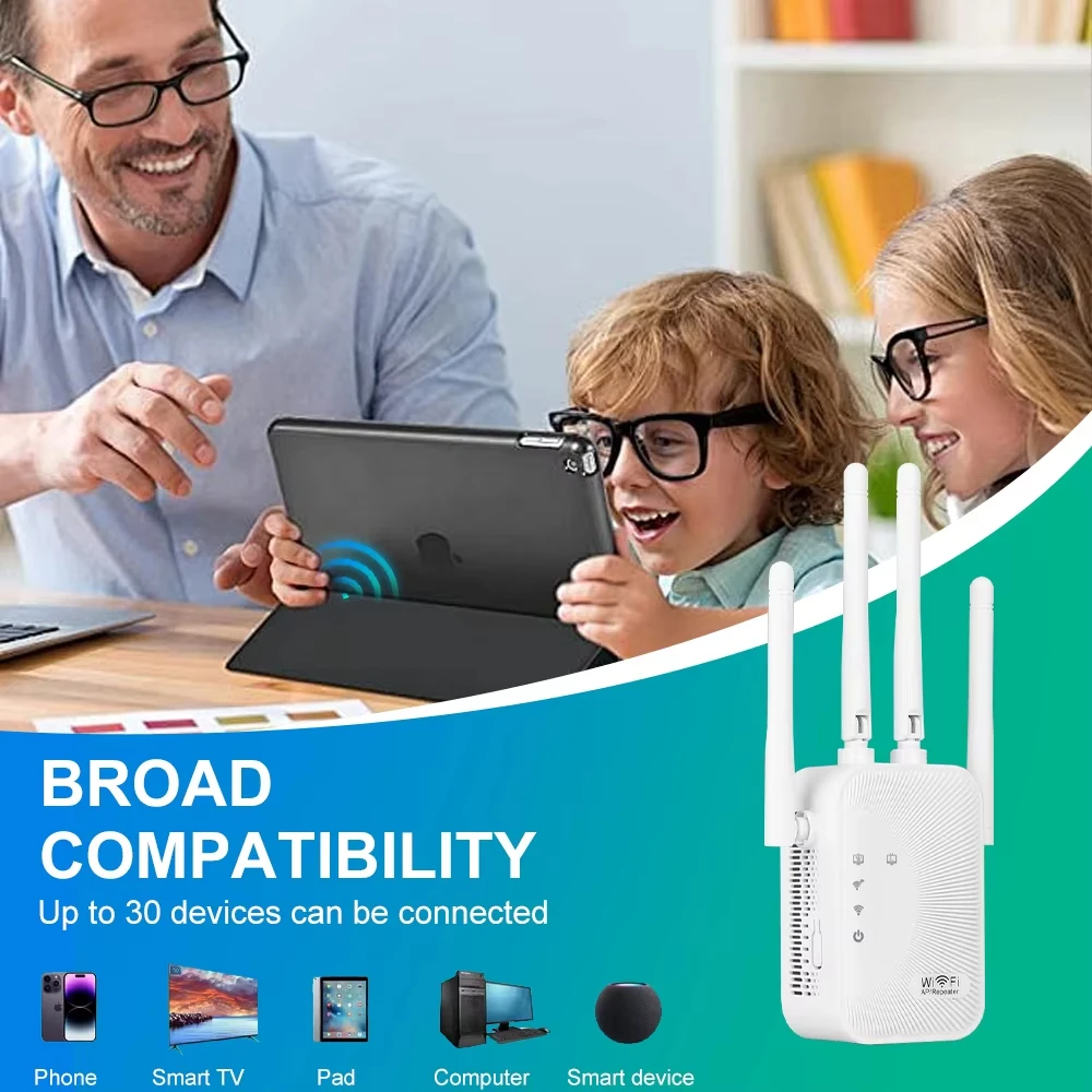 300Mbps WIFI Repeater Remote 2.4G Repeater Network 4 Antennas Expander Amplifier Wireless WiFi Signal Booster For Home Office