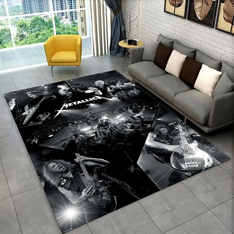 Metal Band M-Metallica Thrash Cartoon Non-Slip Area Rug for Living Room,Bedroom,Playroom,Soft Carpet Floor Mat Home Decor Rug