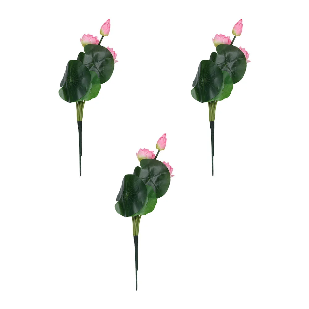 

3 Pcs Flowers Simulated Little Lotus Home Decor Fake Faux Branches Glued Leaves Artificial Arrangement Decorative Simulation