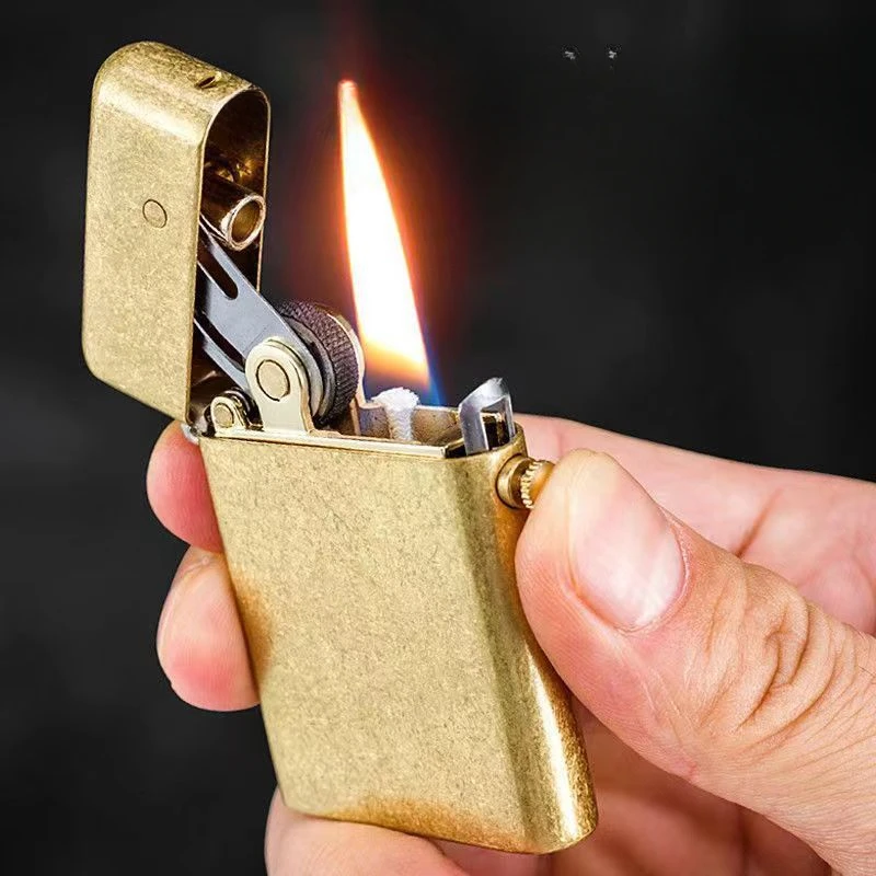 ZORRO Creative Brass Kerosene Windproof Lighter Mechanical Automatic Jet Gasoline Cigarette Lighter Classic Retro Men's Gift