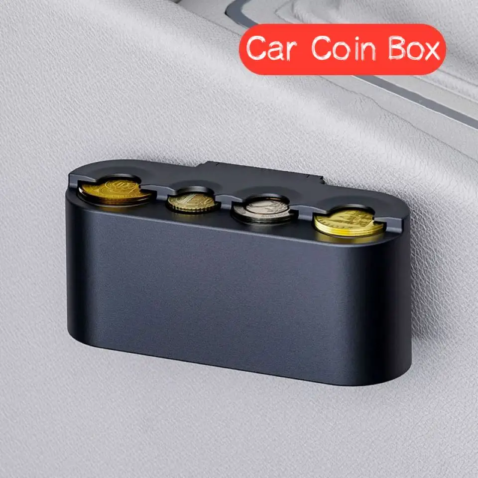 Creative Large Capacity Car Coin Clip Organiser Box Removable Four Position Coin Change Storage Money USD Euro Dispenser Safes