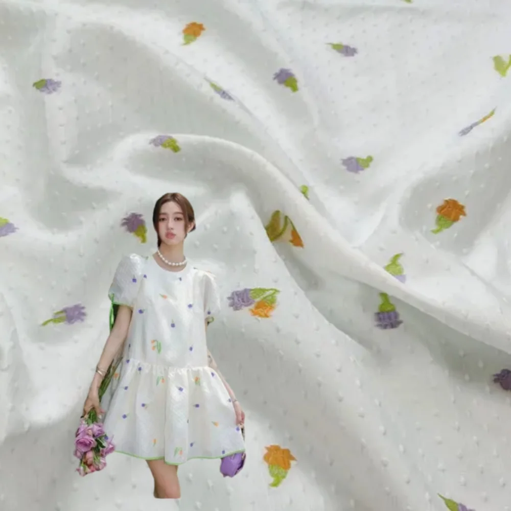 

Dot Dark Jacquard Fabric Hepburn Small Fragrance Light Princess Bubble Skirt in Spring Summer Brand Fashion Design Sewing Cloth