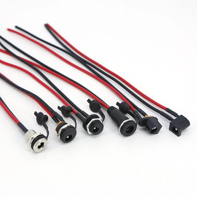 20cm DC 022 099 18awg 7A 2pin female socket connector cable jack Wire plug 5.5 X 2.1 mm 5.5X2.5mm Battery Power cord for diy