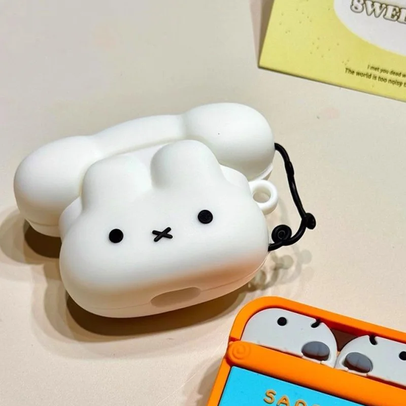Чехол Miffy Cartoon для Airpods 4, кавайный аниме, силиконовый противоскользящий чехол против падения, предотвращающий потерю, милый 3D чехол Miffy Airpods Pro2, подарки