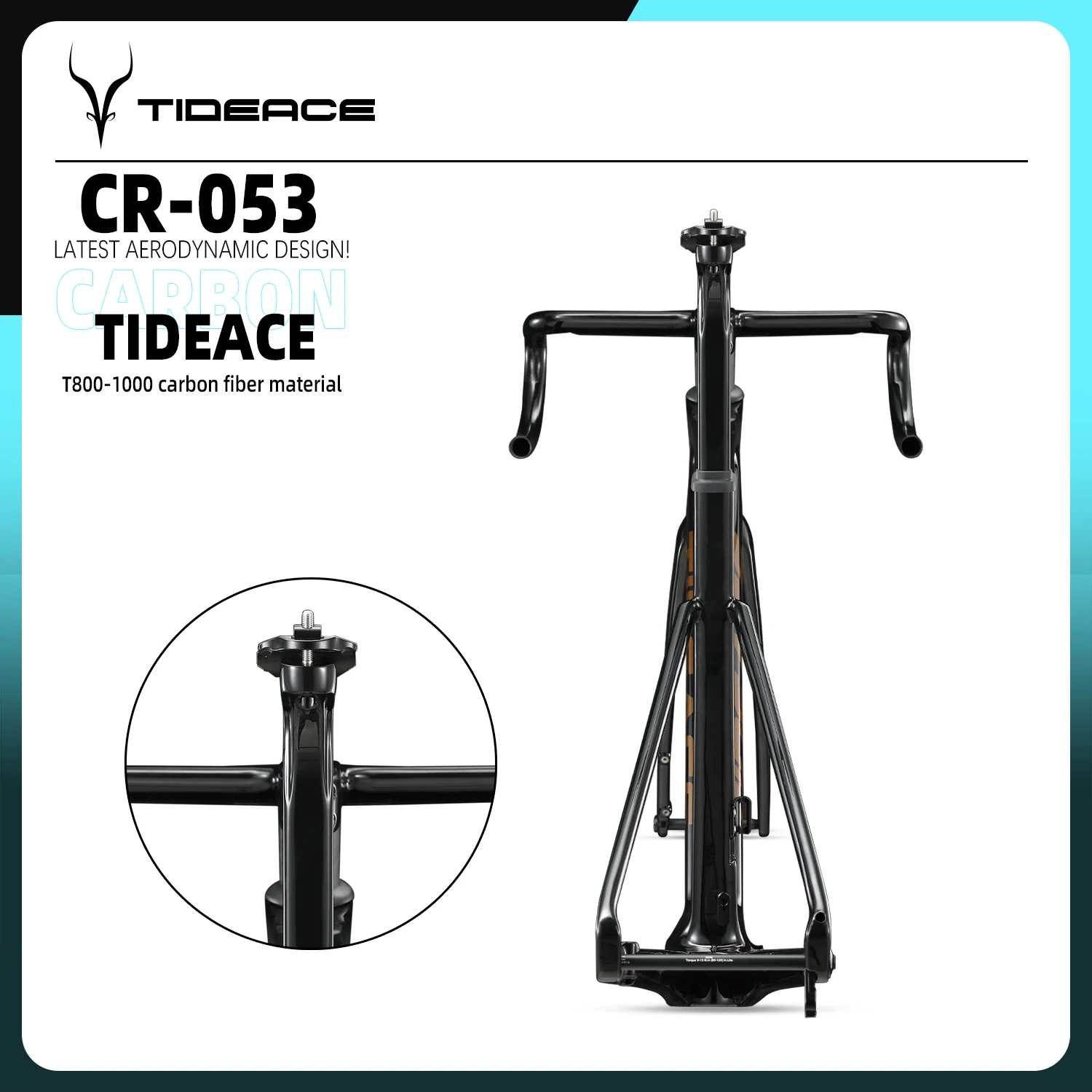 Tideace Ultra Light Weight Carbon Fiber Road Bike Frame Disc Brake All Internal Cable Bicycle Frameset Integrated Bar