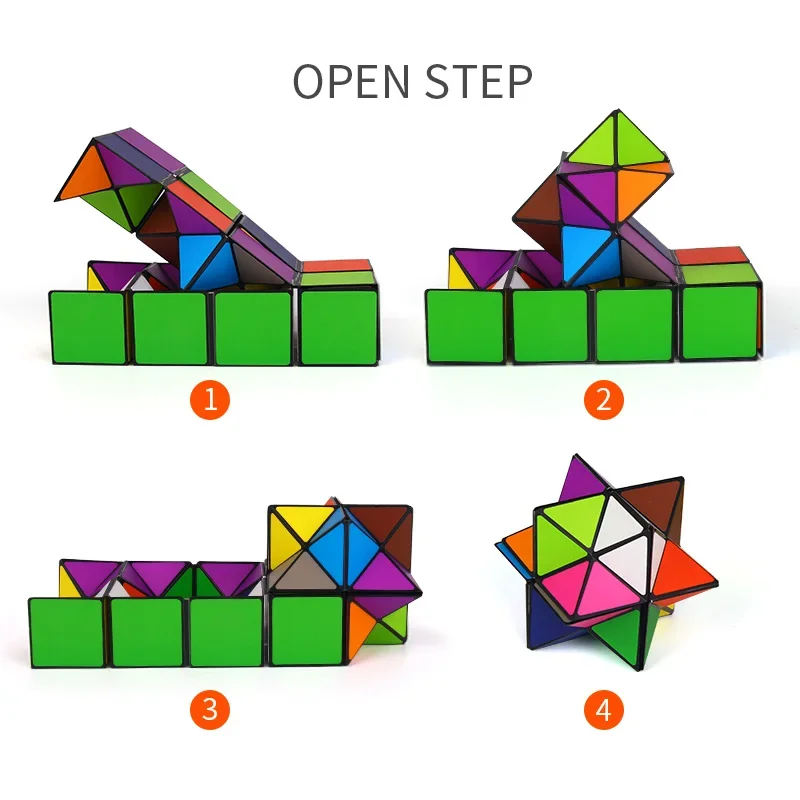 2pcs Set Colorful Folding Cube Magic Star Infinite Cube Puzzle Toy Children Kids Gift Toy Youth Adult Instruction