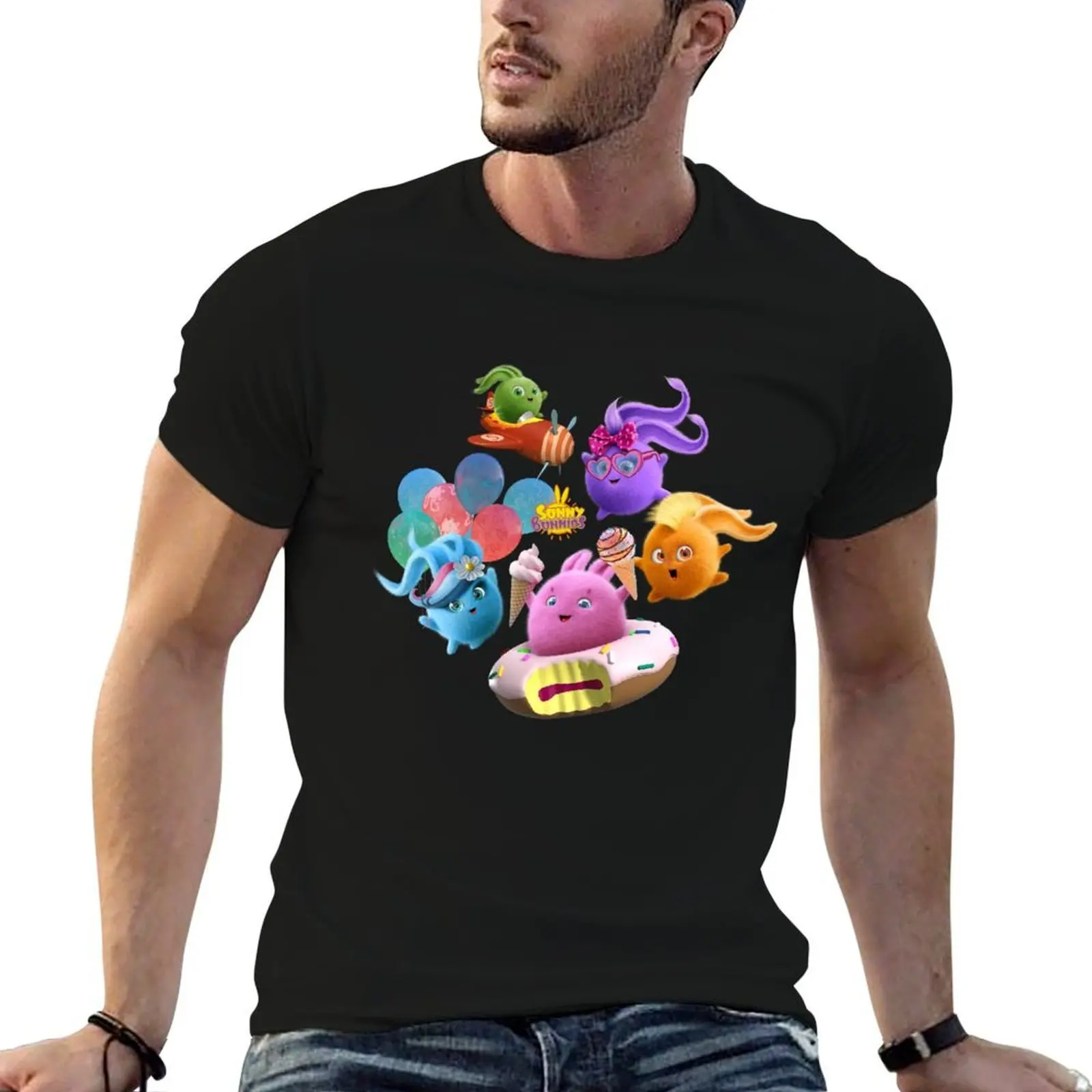 Sunny Bunnies - Happy Bunnies! T-Shirt anime clothes boys whites clothing for men