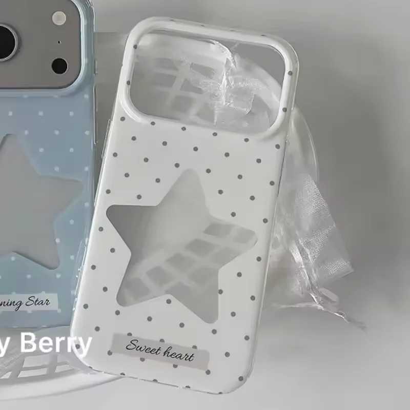 Minimalist Fresh Blue and White Polka Dot Phone Case For IPhone 17 16 15 14 13 12 11 Pro Max 17air 16e MINI XS XR 8 7 Plus Cover view 6