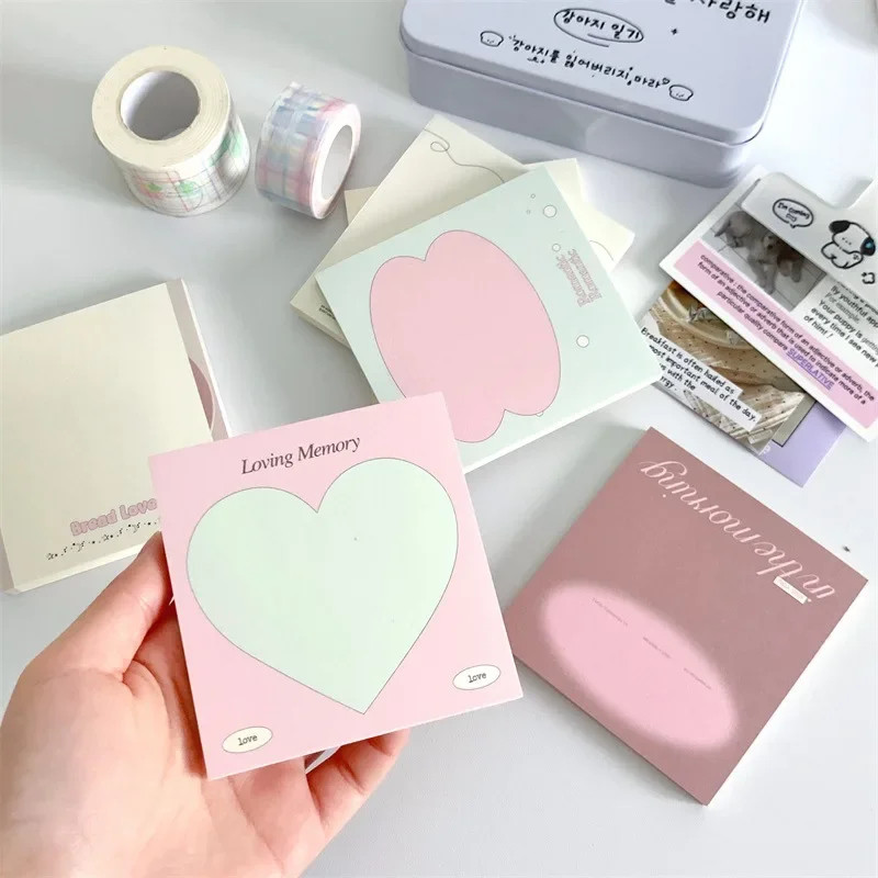 

50 Pcs/Pack Notebook Kawaii Love Heart Pattern Memo Pad DIY Scrapbooking No Sticky Leave Message Take Student Office Supplies