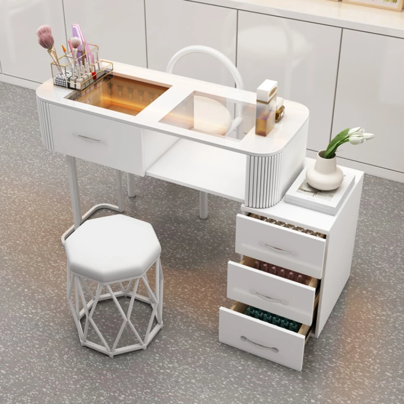 Dressing Table Salon Station Mesa Manicure Nail Designer Folding Tables Desk Set Aesthetic Chair Dust Collector Tech De Makeup