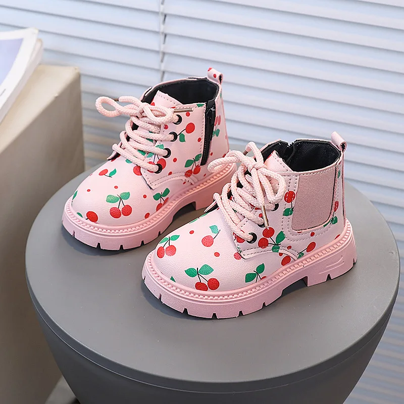 Girl's Ankle Boot Sweet Fashion Embroider Children Spring Autumn Leather Boots Causal Versatile Kid Princess Shorts Single Boots
