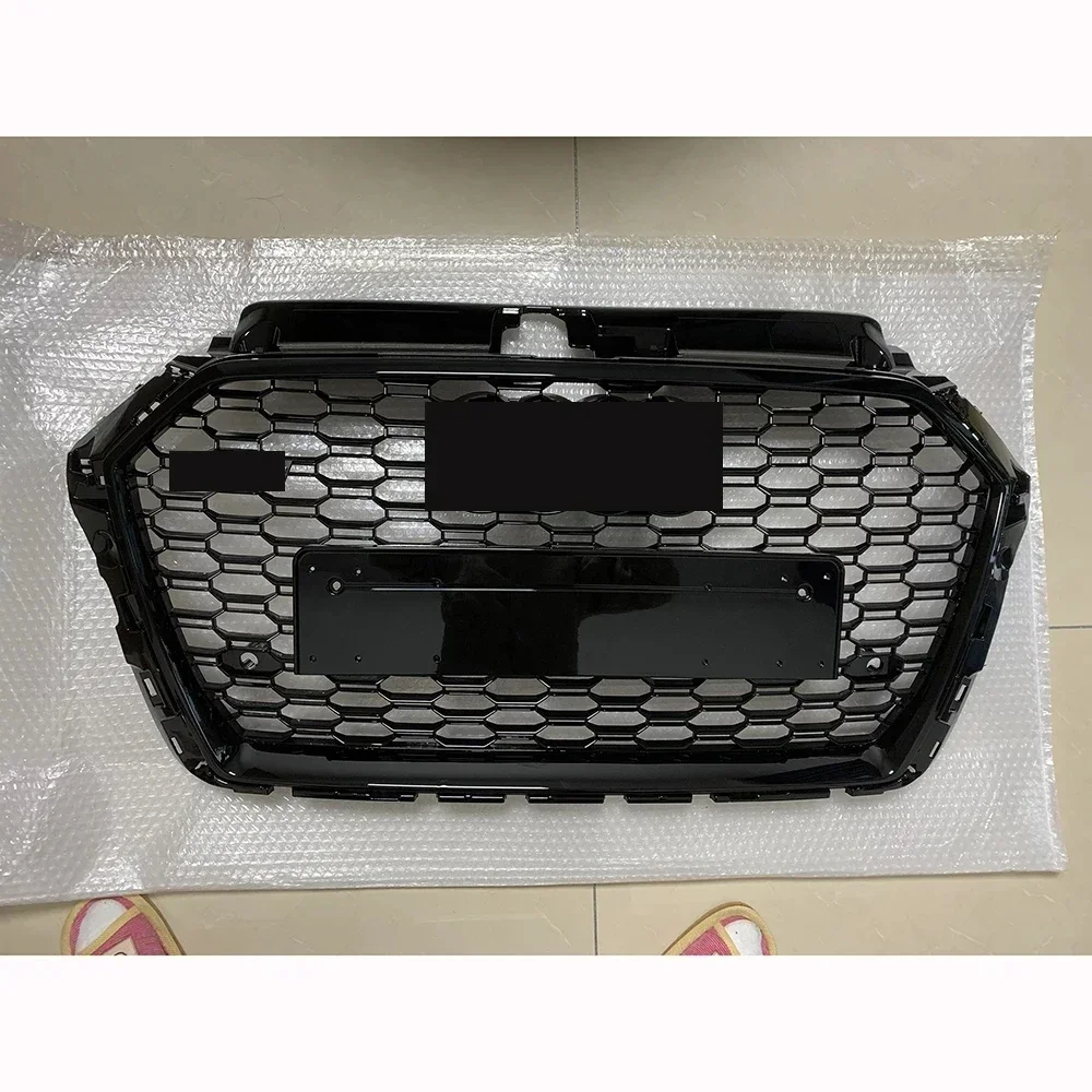 

For RS3 Style Front Sport Hex Mesh Honeycomb Hood Grill Gloss Black for Audi A3/S3 8V 2017-2019 Car Accessories Without Emblem