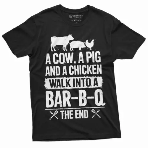 BBQ T-shirt Mens Funny BBQ Cow Pig Chicken Story Tee shirt Dad grandpa Papa Gift