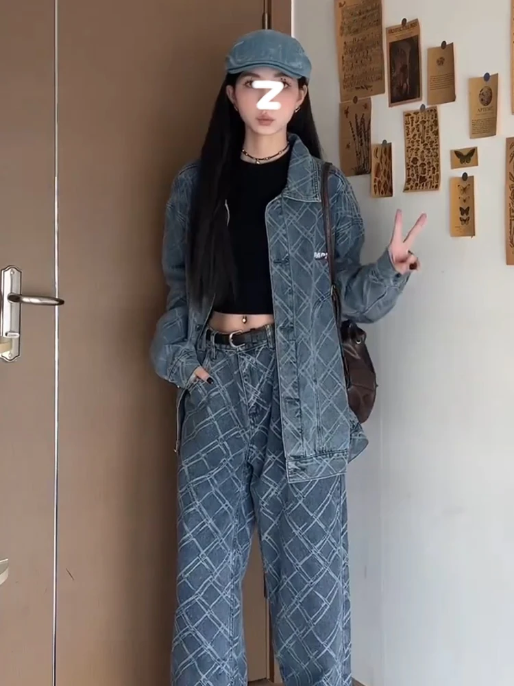 

plus Size American Retro Casual Denim Jaet Spring Autumn id Design Long Sve Slimming Top Women's Faion Outerwear