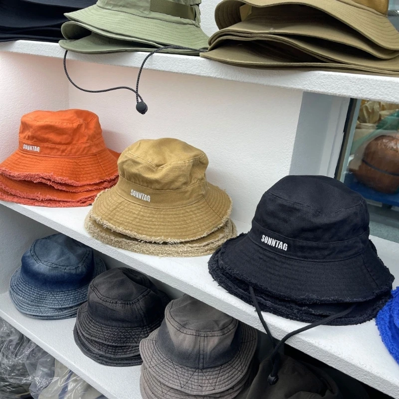 Unisex Embroidery Bucket Hat Old-fashioned Fisherman Hat for Summer Spring Breathable Hat for Teenagers Casual Sport