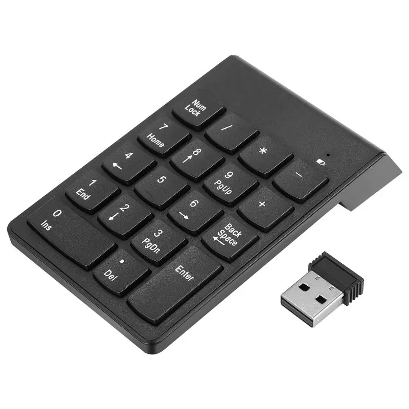 Teclado numérico inalámbrico AED7, teclado numérico de 18 teclas con receptor Mini USB de 2,4G, teclado numérico para ordenador portátil, escritorio