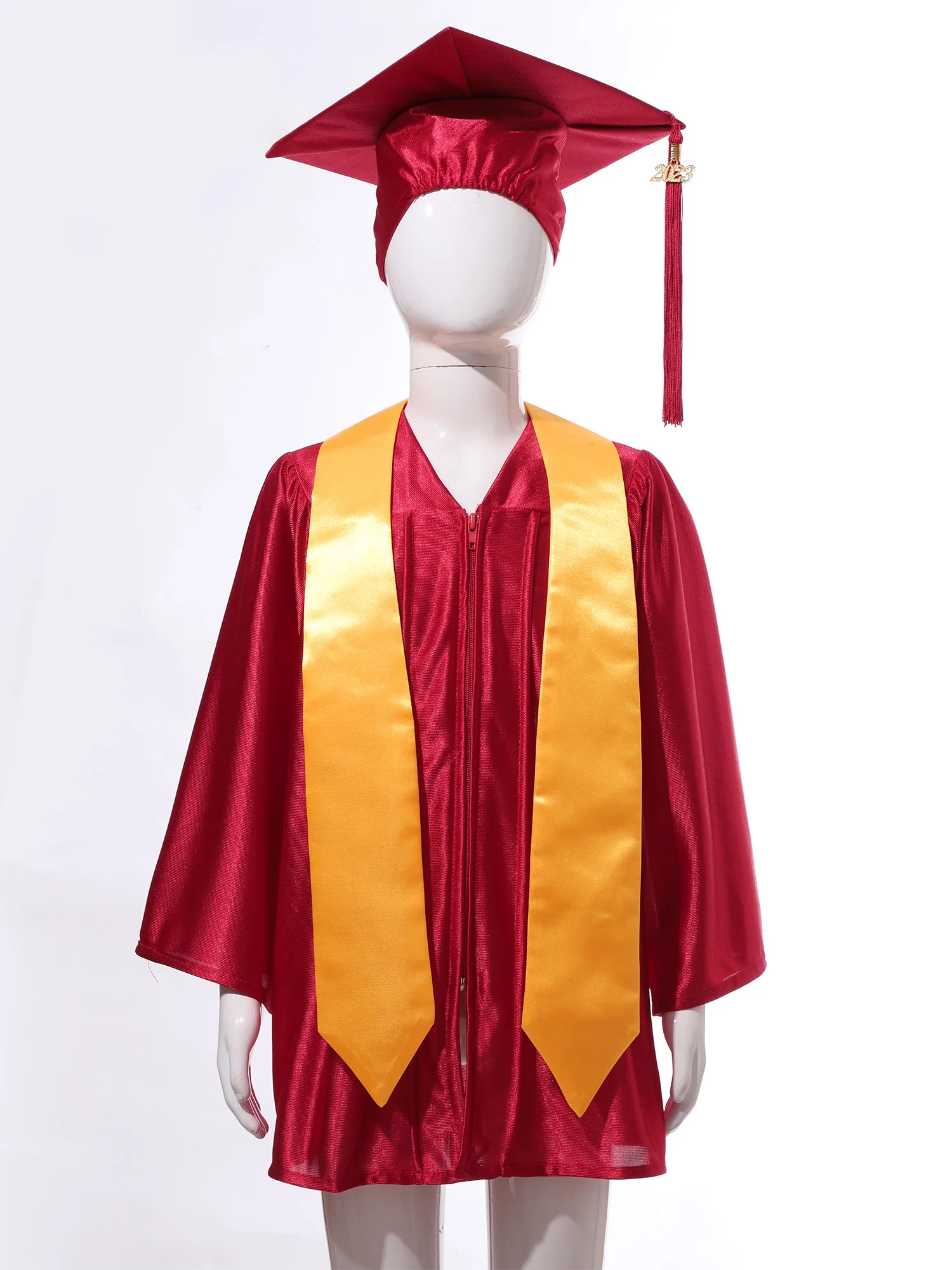 Tunique d'école maternelle pour filles et garçons d'âge alth, robe d'école de remise des diplômes, ensemble uniforme avec casquette, pompon d'insigne 2024, robe à ceinture de remise des diplômes