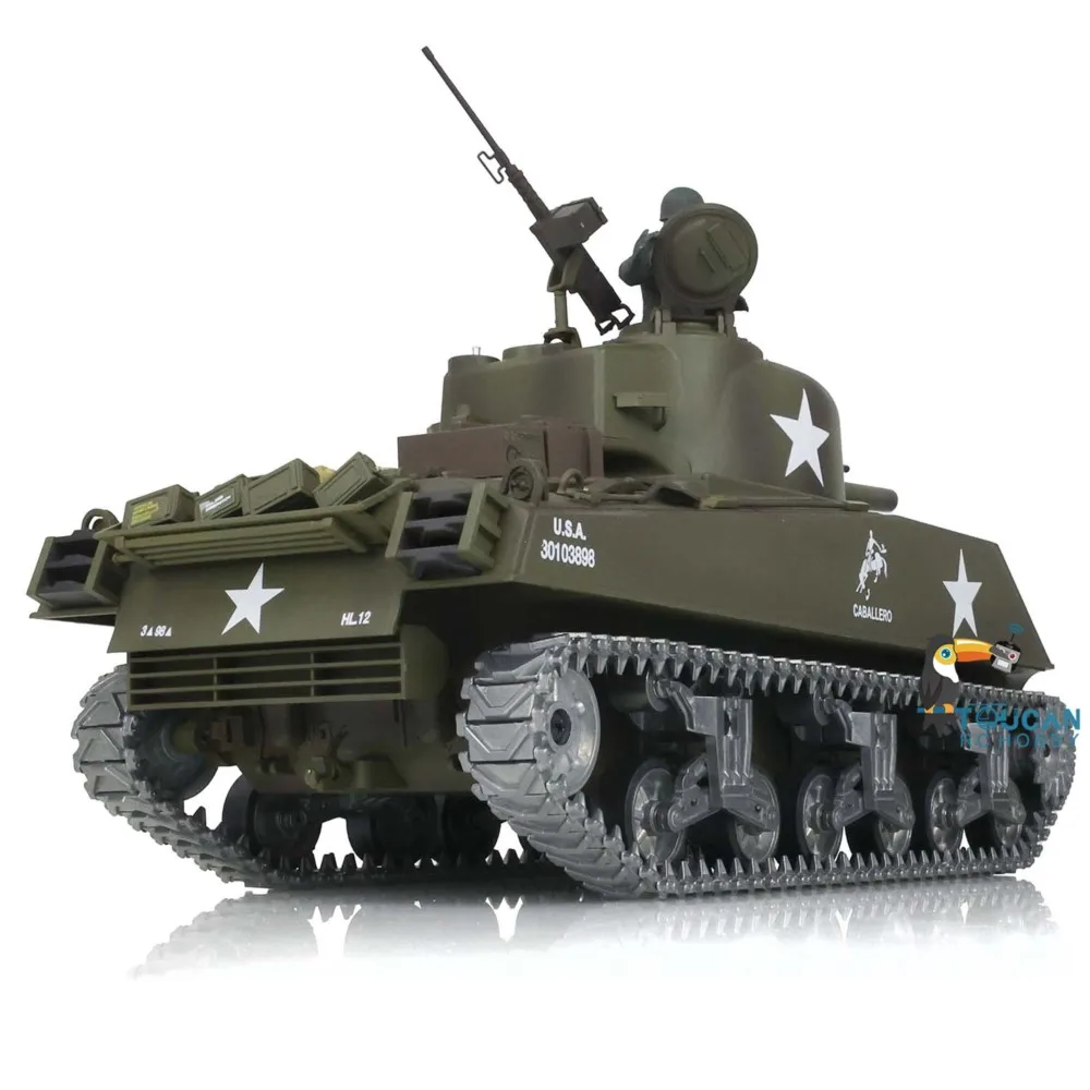 Vendita negli Stati Uniti Henglong 1/16 Personalizzato 7.0 M4A3 Sherman Carro Armato RC 3898 360 °   Tracce in metallo con torretta