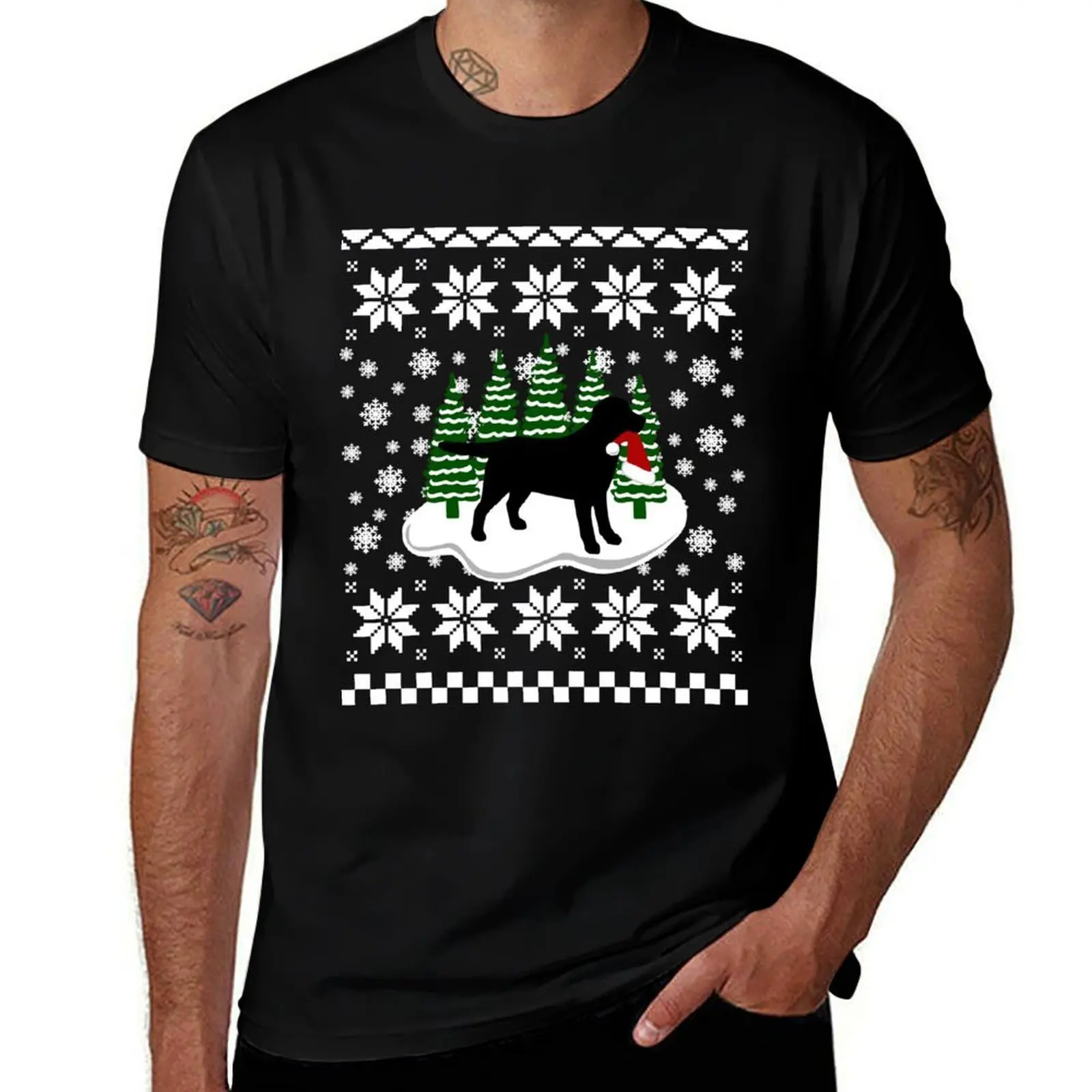 

Christmas Black Labrador Silhouette Santa Hat T-Shirt Industrial Work Tee Shirt