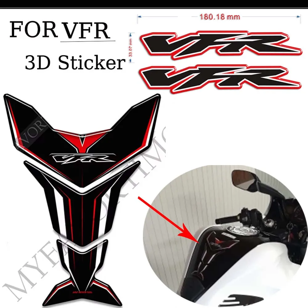 

For Honda VFR 400 600 700 750 800 1200 X F VFR800 Motorcycle Fuel Oil Kit Knee Emblem Badge Decal Stickers Protector Tank Pad