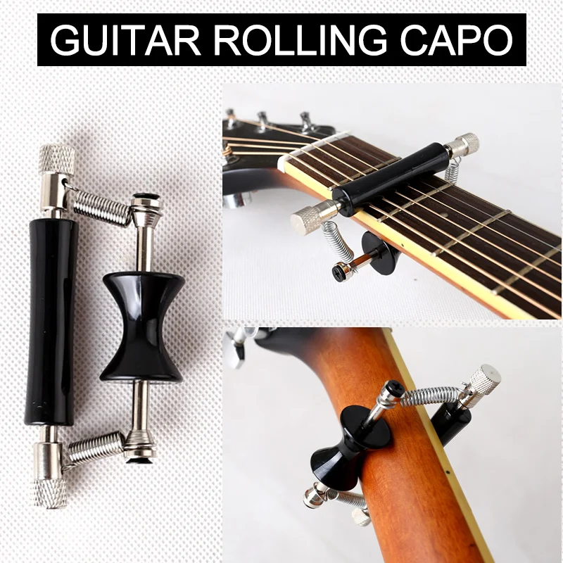 Guitar Rolling Capo Sliding Capo Adjustable Capo for Tuning Tone of String Instruments for Electric Guitar and Acoustic Guitar