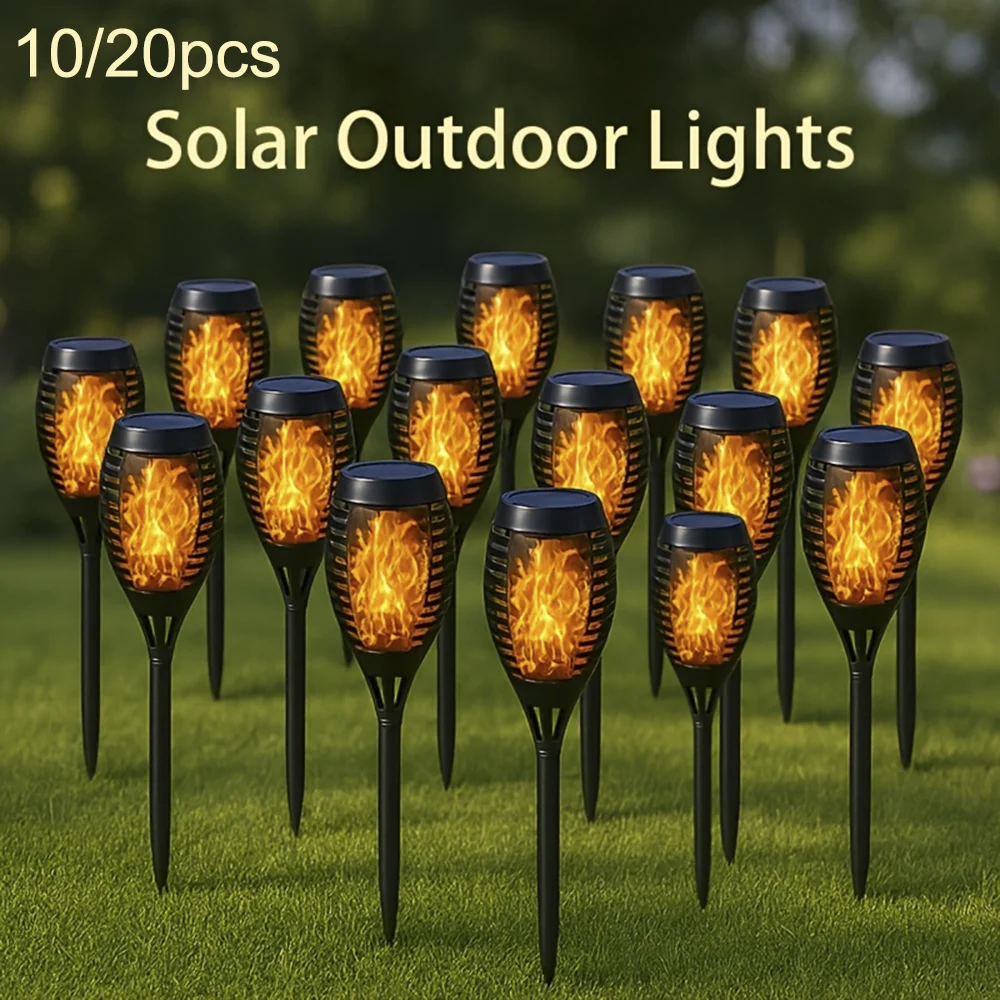 Lampe solaire à effet de flamme vacillante multi-packs, étanche, pour jardin, pelouse, allée, terrasse, sol extérieur