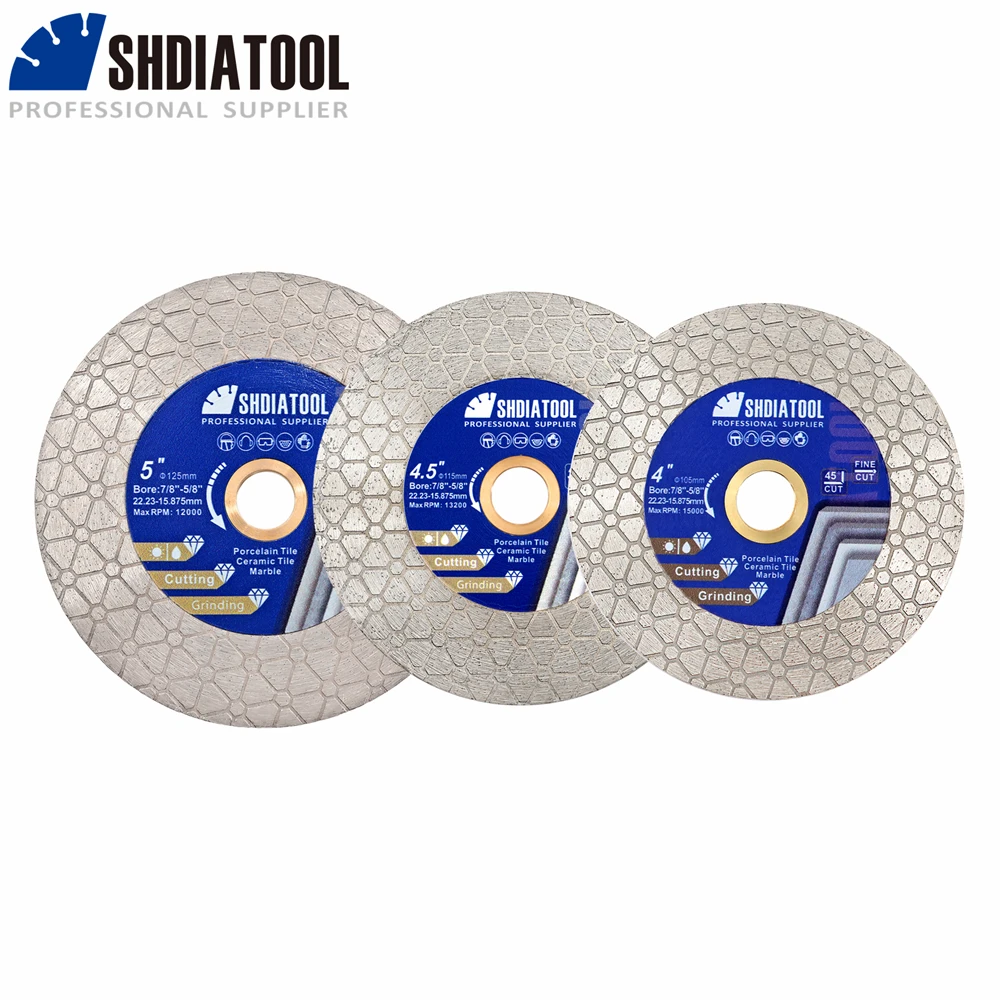 SHDIATOOL 1Pc 105/115/125mm Diamond Saw Blade Double-sided Triangle Segment Grinding Milling Tile Quartz Marble Cutting Disc