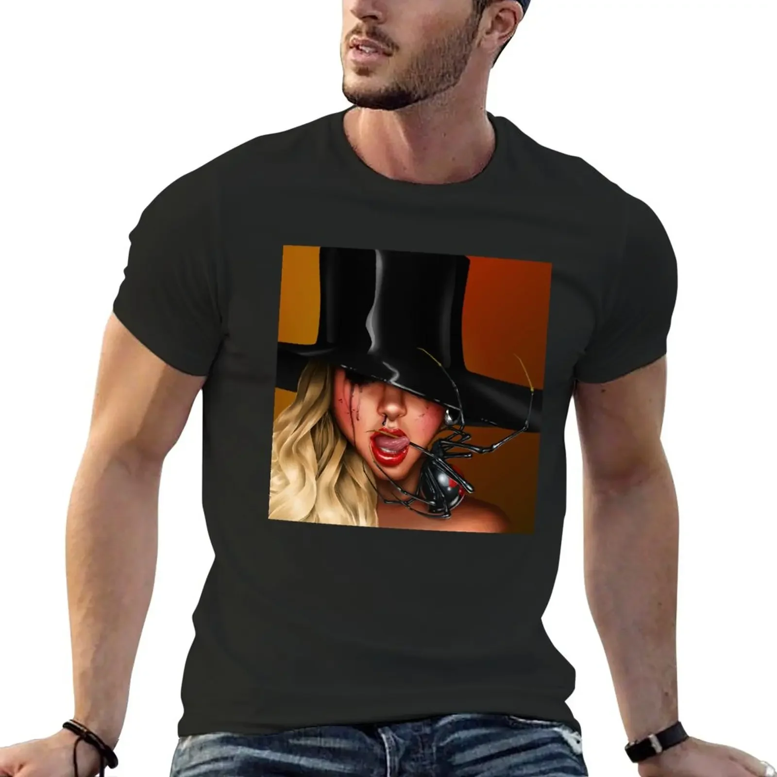 maspril in this black widow moment 2021 T-Shirt Short sleeve tee quick drying animal prinfor boys plain black t shirts men