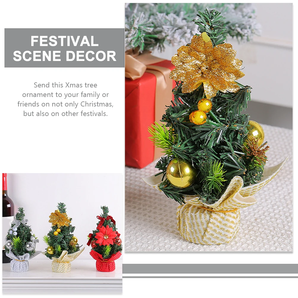 

3Pcs Mini Artificial Christmas Trees Desktop Xmas Decorations Realistic Tabletop Decor Party Festival Scene Home Ornament