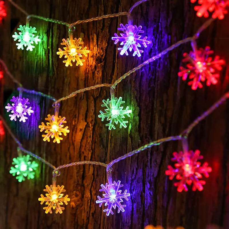80/40/20/10 LED Christmas Fairy Light String USB Battery Box Powered Snowflake Light String New Year Decorative Light