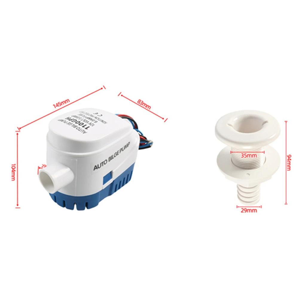 For Boat RV Caravan 12V 1100GPH Auto Submersible Bilge Pump Kit Float Switch Drainage Hose Assembly view 3