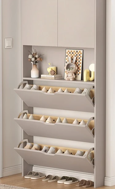 

Ultra-thin tipping bucket shoe cabinet, entrance cabinet at home door, one door to the top against the wall cabinet